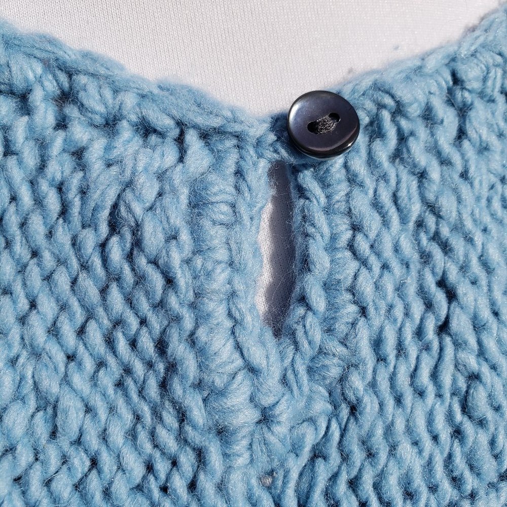 Sweater Wool Blend Celtic Cable Lt Blue GAP Sz XS - Picture 5 of 12